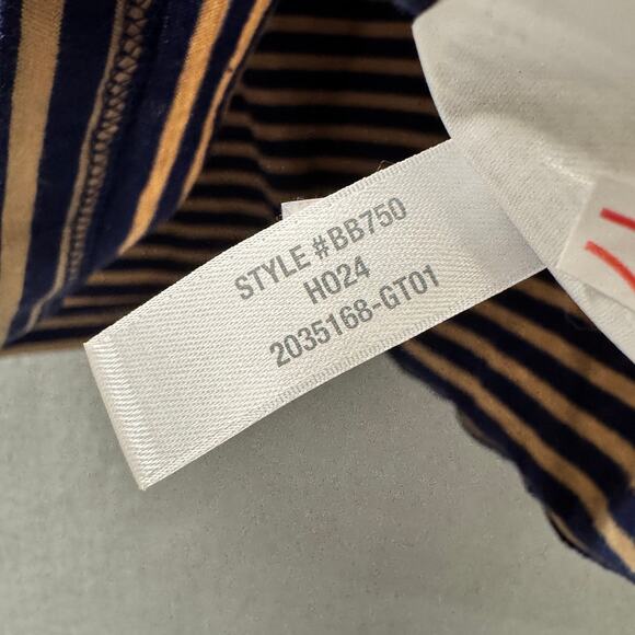 J Crew Turtleneck Womens Medium Blue Tan Striped Cotton Coastal Pullover NEW - Picture 6 of 7